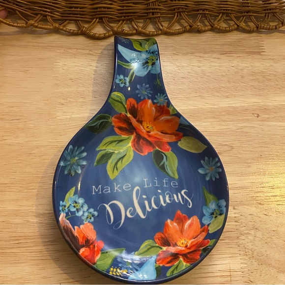 Pioneer Woman Spring Bouquet Spoon Rest Blue Floral Make Life Delicious - Picture 5 of 5